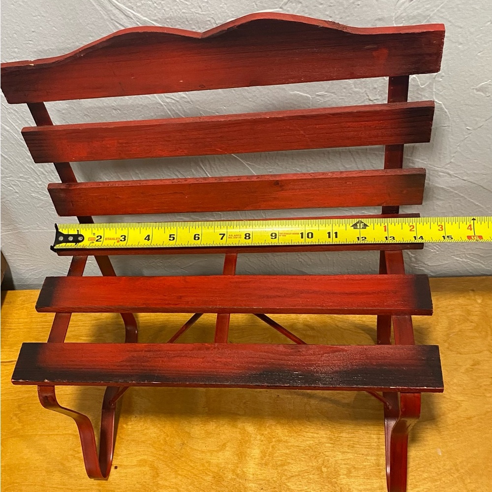 Decorative Red Wooden Doll-Size Bench - Picture 6 of 9